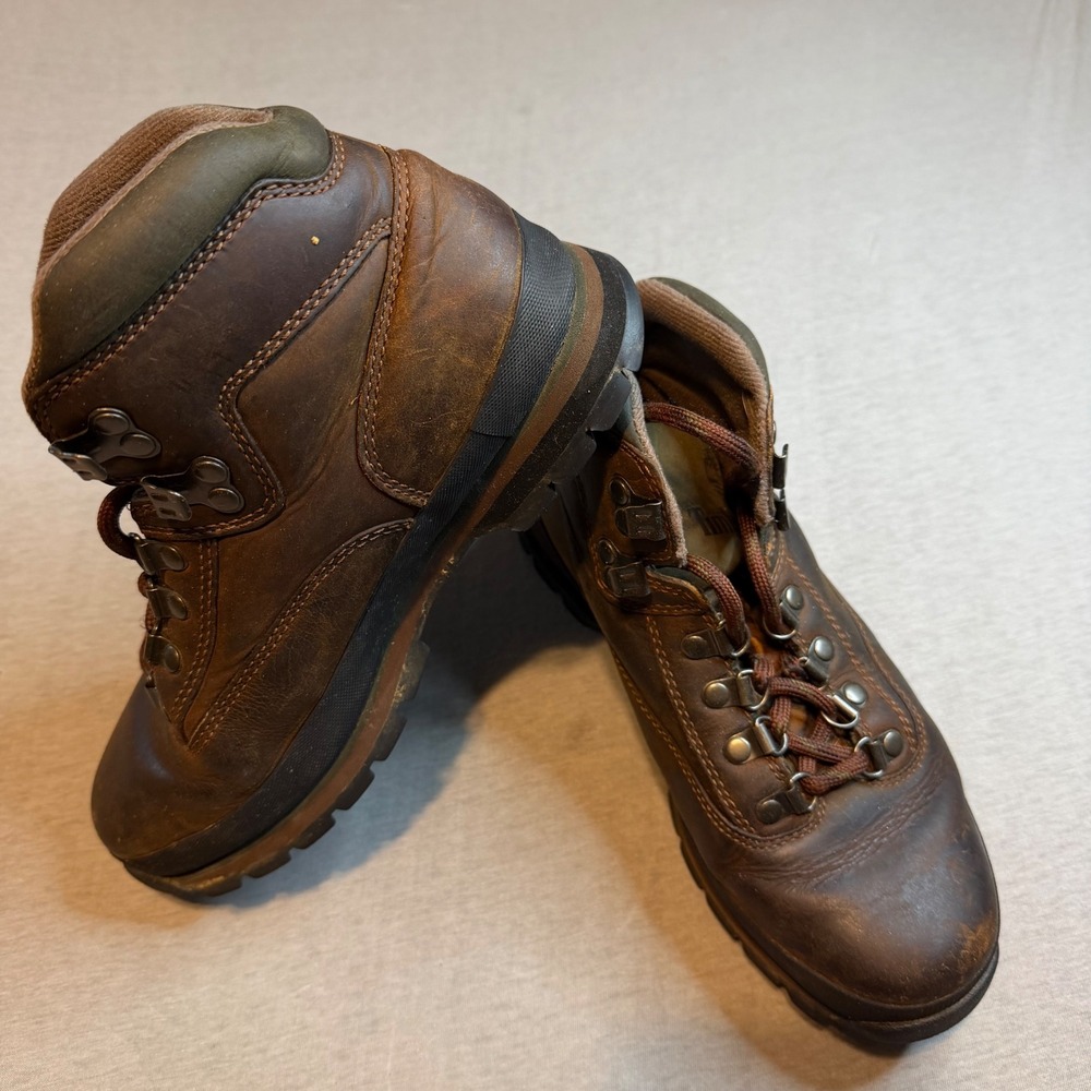 Timberland Womens Euro Hiker Brown Leather Hiking trail Boots 95310 Size 8M‎ VTG